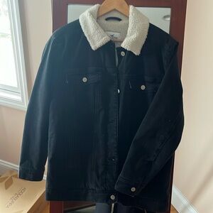 Holster Black Denim Jacket with Sherpa Lining